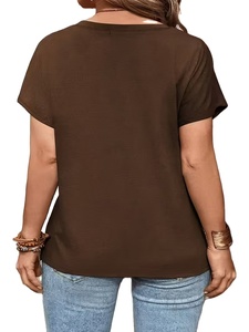 เสื้อยืดเจอร์ซีย์แขนสั้นสีพื้นสไตล์ลำลองสำหรับผู้หญิงไซส์ใหญ่สไตล์ยุโรปและอเมริกา คอลเลคชั่นใหม่ ฤดูใบไม้ผลิ/ฤดูร้อน เป็นมิตรต่อสิ่งแวดล้อม - Product Image 3