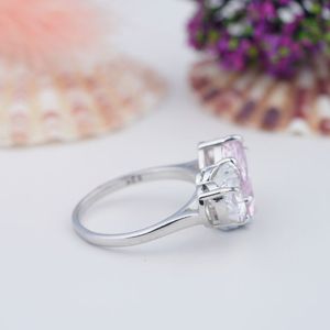 For Certificate 925 <b>Sterling</b> <b>Silver</b> Rose Gold Plated Heart Prong <b>Set</b> Moissanite Engagement <b>Ring</b> Custom Fine Jewelry Women Lab - Product Image 4