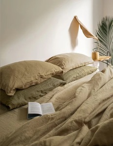 Nouveauté 2024 : Parure de lit en lin pur 100% stonewashed, couleurs variées, comprenant 1 housse de couette et 2 taies d'oreiller - Product Image 2