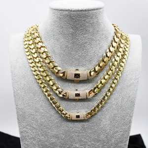 Solid 10K Real Gold Plated Men's Or Women's Hip Hop Chain Necklace With Cubic Zirconia Inlay Link Chain Jewelry - Product Image 1