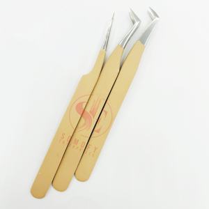 แหนบต่อขนตาสีเบจ ขาว ดำ ปลายไฟเบอร์ รับทำโลโก้ ขายส่ง แหนบต่อขนตาปลายไฟเบอร์ ด้ามจับเพชร ใช้งานได้ยาวนาน - Product Image 3