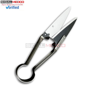 Silver 12 1/2 Inch Carbon Steel Classic Style Handheld <b>Sheep</b> <b>Shears</b> 5 1/8 Inch Bypass Blade Leather Handle Veterinary Syringes - Product Image 2