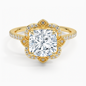 Elegante Anillo de Diamantes con Halo de Oro Rosa de 14K con Artesanía Premium, Brillantes Detalles de Diamantes - Product Image 5