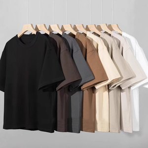 T-shirt décontracté pour homme 100 % coton, col rond, manches courtes, couleur unie, coupe classique, tricoté, anti-plis, logo imprimé sur le devant - Product Image 1
