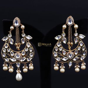 Fine Dangle Earrings Mayuri Kundan Chandbalis - Product Image 1