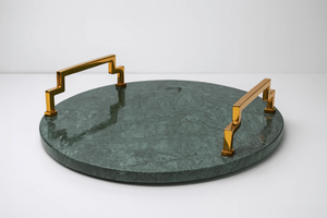 Nouveauté : Plateau de rangement en granit et marbre, forme ronde, avec bordures uniques, pour la cuisine et la décoration de table - Product Image 4
