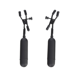 Pinces vibrantes noires pour stimulation des mamelons, jouet sexuel - Product Image 1