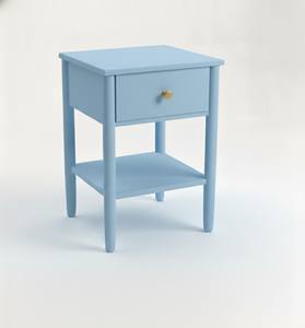 Table basse moderne bleue avec 1 tiroir, en bois d'hévéa durable et placage de chêne MDF, pour salon et chambre à coucher, décoration intérieure - Product Image 1