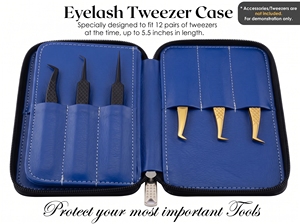 Étui de rangement en cuir pour outils d'extension de cils, conception antichoc, organisateur portable à fermeture éclair pour pinces et accessoires de cils (5,5 pouces) - Product Image 3
