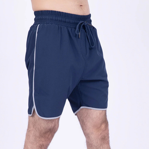 Pantalones Cortos Deportivos de Secado Rápido para Hombre, Color Azul Marino, Cintura Elástica, Color Sólido, Tejido de Tela, Estilo Casual con Bolsillos - Product Image 3