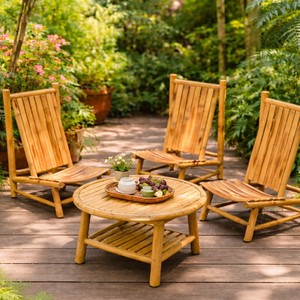 Silla Baja de Bambú Hecha a Mano, Silla de Descanso de Bambú para Exteriores, Ecológica, para Jardín, Patio, Playa, Resort, Hotel, Kingcraftviet - Product Image 1