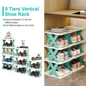 Scarpiera Verticale a 9 Livelli Autoportante in Plastica, Organizer Salvaspazio per Scarpe da Ingresso e Armadio, Scaffale Porta Scarpe per Corridoio - Product Image 6