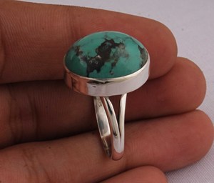 Natural Turquoise <b>Ring</b> 925 Sterling Silver Jewelry Vintage Style Oval Blue Gemstone <b>Ring</b> Antique Finish <b>Statement</b> <b>Ring</b> for Women - Product Image 2