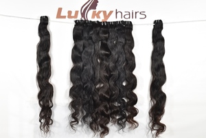Extensions de cheveux naturels indiens Remy noirs, ondulés, double trame, double épaisseur, pointes pleines, texture douce et lisse - Product Image 2