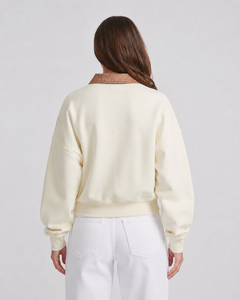 Sweat-shirt brodé demi-zip pour femme Silk Road, col rabattu, motif uni, style décontracté, idéal pour l'été, anti-boulochage - Product Image 6
