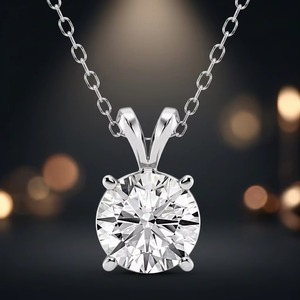 Collier à pendentif rond en diamant pur classique pour femmes (cadeau de luxe exclusif de créateur haut de gamme) - Product Image 3