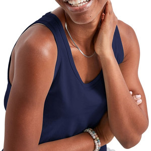 เสื้อกล้ามออกกำลังกายสำหรับผู้หญิง ฤดูร้อน ขายส่ง เนื้อผ้าถักร่อง ระบายอากาศดี สไตล์ลำลอง ความยาวสั้น สีพื้น - Product Image 5