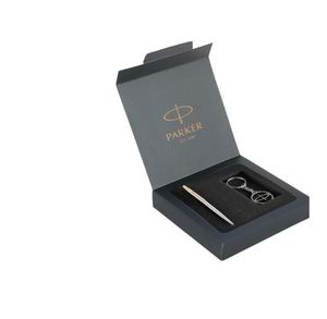 ปากกาลูกลื่น Parker Classic สแตนเลสสตีล พร้อมขอบสีทอง และพวงกุญแจแถมฟรี เหมาะสำหรับมืออาชีพในสำนักงานและนักศึกษา - Product Image 1