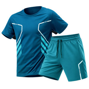 Conjunto Deportivo Transpirable para Hombre, Camiseta y Pantalones Cortos, 2 Piezas, Ropa Deportiva para Gimnasio, Manga Corta, Estampado, Conjunto de Fitness - Product Image 3