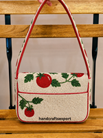 Sac à bandoulière de luxe professionnel fait main en perles de lianes de tomate, tendance, léger, robuste, écologique et brodé |   Sûr et portable