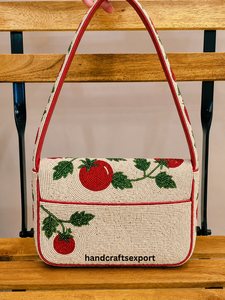 Sac à bandoulière de luxe fait main en perles de lianes de tomate, tendance, léger, robuste, écologique et brodé |   Conception de logo personnalisé - Product Image 3