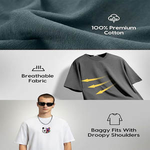 Camiseta Oversize de Algodón 100% de 250g para Hombre, Estilo Holgado con Hombros Caídos, Personalizada con Estampado Gráfico - Product Image 4