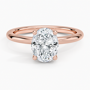 Bague de fiançailles solitaire en diamant taille ovale certifiée IGI, or massif 10K en or rose avec sertissage à griffes torsadées - Product Image 5