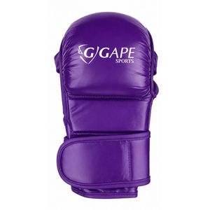 Guantes de Sparring MMA Personalizados de Cuero PU con Palma Abierta para Entrenamiento de Kick Boxing, Artes Marciales y Grappling, Color Violeta Púrpura - Product Image 2