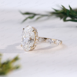 Elegant <b>Crystal</b> Solitaire <b>Ring</b> Sparkling Under Halo Yellow Gold Wedding Band Marquise Cut Stacking <b>Ring</b> Custom Jewelry - Product Image 2