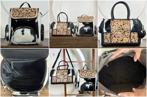 Venta al por mayor de bolsas de lona de viaje de cuero con herramientas manuales y mochila de pañales de cuero de vaca con herramientas manuales a juego de equipaje de 2 piezas - Product Image 3