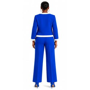 <b>Women</b> Southwest Region Lady <b>Blazer</b> <b>Set</b> Elegant Button Jacket and Wide Leg Pants Two Piece Business Suit Custom Wholesale Apparel - Product Image 2