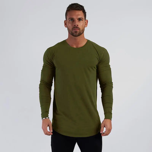 Camiseta Deportiva Casual de Manga Larga para Hombre, 100% Algodón, Secado Rápido, Corte Ajustado, Color Sólido, con Bolsillo, Tejido de Punto - Product Image 5