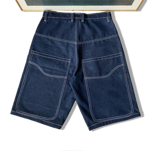 Nuevos shorts de mezclilla para hombre con doble rodilla y bolsillos grandes, bordado personalizado, de algodón, estilo oversize, a la moda, lavados. - Product Image 5