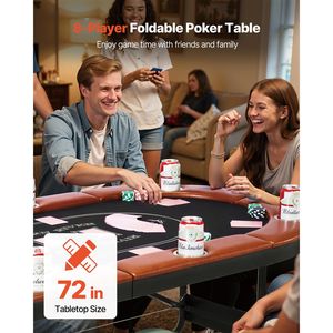 Tavolo da Gioco Ovale Pieghevole Portatile per 8 Giocatori con Bordi Imbottiti e Portabicchieri - Product Image 2
