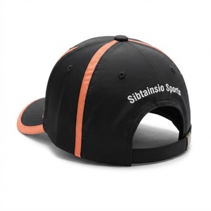 Casquette de baseball sportive noire et orange promotionnelle en gros, avec logo brodé personnalisé, légère, à séchage rapide, en maille, pour l'athlétisme - Product Image 5