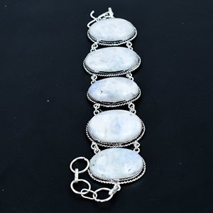 Natural Rainbow Women's <b>Bracelet</b> Natural Cabochon Gemstone 925 Sterling Silver Plating Birthstone Party Jewelry Gift - Product Image 2