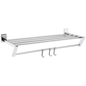 Chrome Color Bathroom with Multipurpose <b>Hooks</b> Wall Mounted Hanger Bar <b>Shelf</b> Accessories for Bathroom Fine Quality Available - Product Image 1