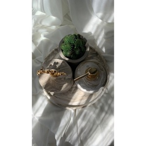 High Standard Quality Marble Bathroom Set 2-Piece Round Soap Dispenser <b>Toothbrush</b> <b>Holder</b> Luxury Style Easy To Clean - Product Image 3