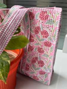 2026 Block Printed Floral Cotton Women <b>Mini</b> Tote Bags Shopping Beach Casual Carry <b>Hand</b> Bag Indian Traditional Ethnic Washable - Product Image 4