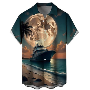 <b>Men</b> Tropical <b>Beach</b> <b>Shirts</b> Hawaiian Floral Print Twill 100% Polyester Slim Fit Breathable Anti-Wrinkle Woven Short Sleeve ODM - Product Image 1
