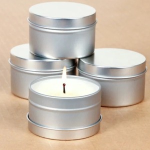 Bocaux à bougies ronds en métal argenté de luxe avec couvercle, vente en gros, pour bricolage, artisanat, cadeaux de fêtes, personnalisation du logo - Product Image 1