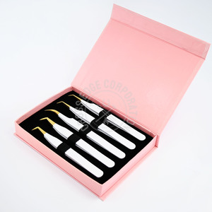 Pinzas de extensión de pestañas profesionales, pinzas de pestañas de volumen curvo para un agarre perfecto para pestañas que nunca se desliza - Product Image 1