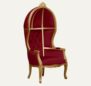 Silla de Trono Roja Clásica, Muebles de Madera Hechos a Mano, Duraderos, para Sala de Estar, Hotel, Apartamento - Product Image 2