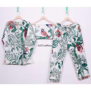 Conjunto de Pijama de Algodón Estampado para Mujer, Camiseta de Manga Larga con Pantalón Largo, Ropa de Dormir Cómoda y Transpirable para el Hogar - Product Image 1