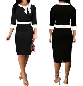 Robe Polo Raffinée pour Femmes de Bureau - Col et Poignets Contrastants - Robe à Manches Courtes Ajustée avec Logo Personnalisé - Product Image 3