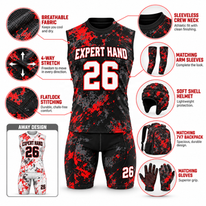 Ensemble Maillot et Short de Football Américain à Capuche Sans Manches 7V7 Personnalisé pour Équipes Jeunes et Adultes, Faible MOQ, USA - Product Image 6