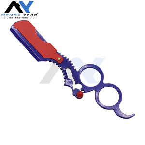 Rasoir à lame droite simple pour barbier, rasoir professionnel pour hommes, couteau à rasoir pour salon et usage domestique, bleu et rouge - Product Image 2
