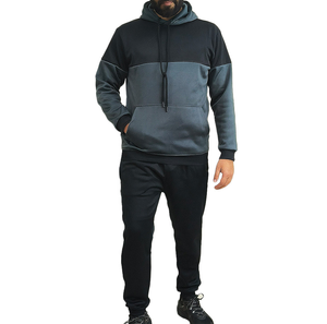 Ensemble de survêtement unisexe d'hiver noir et gris uni, élégant, confortable et performant pour la gym, l'entraînement et le sport décontracté - Product Image 1