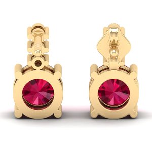 Boucles d'oreilles clous REYES en or 14K avec diamants et rubis, taille brillant ronde, 0,72 carat, à visser, prix de gros - Product Image 4