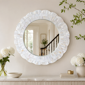 Espejo de Pared de Madera de Lujo, Hecho a Mano, con Incrustaciones Decorativas de Mosaico, Marco Ecológico Tradicional, Espejo para Sala de Estar, Hotel, Decoración de Bodas - Product Image 1